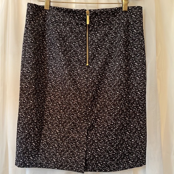Michael by Michael Kors black/white speckled lined midi skirt, back slit, zipper - Picture 3 of 8